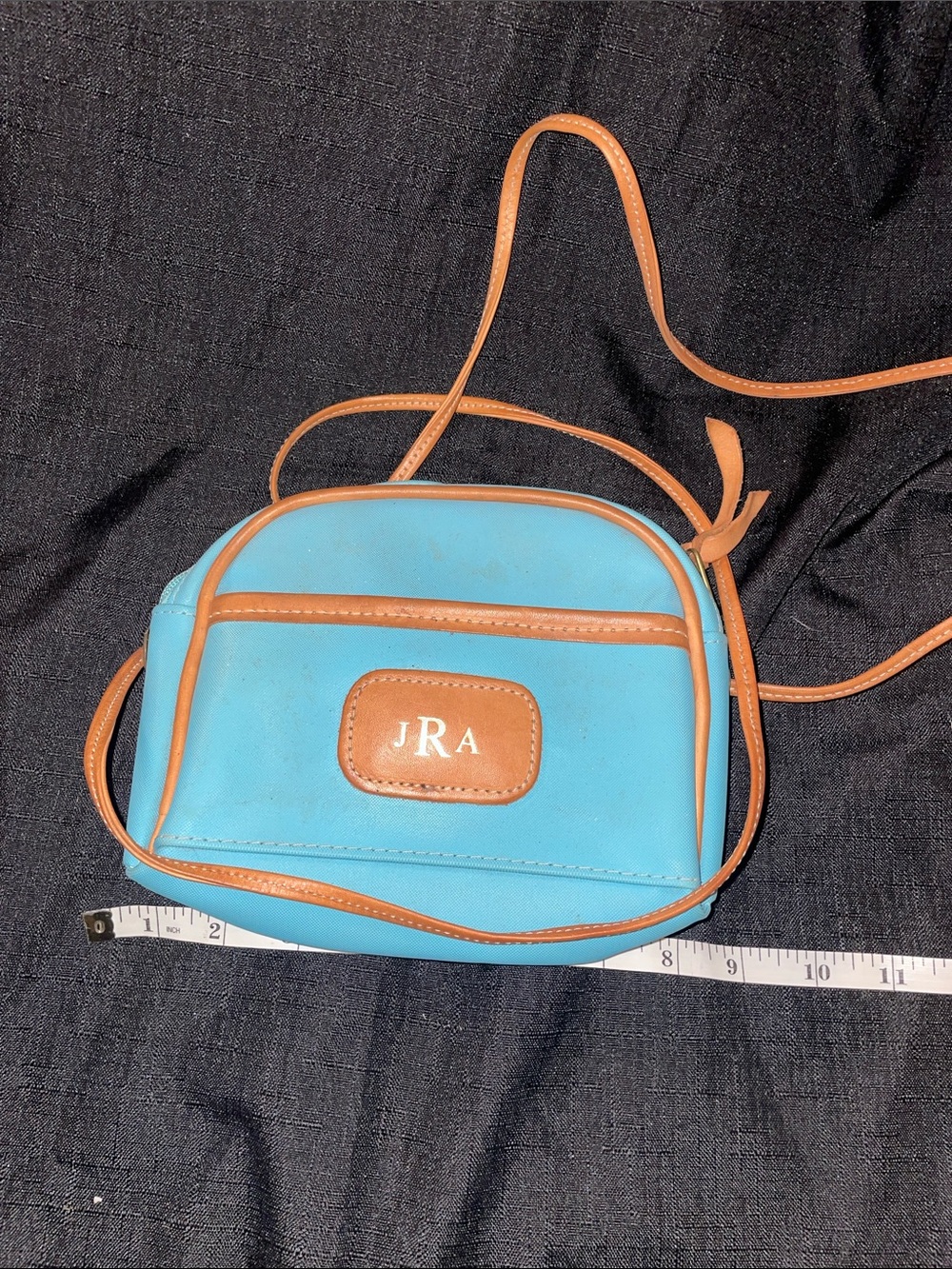 JRA Turquoise Crossbody Bag with Tan Trim
